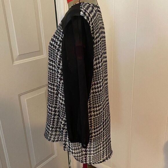 Maurices Hounds Tooth Sheer Boho High Low Tunic Top Size XL - Picture 2 of 8